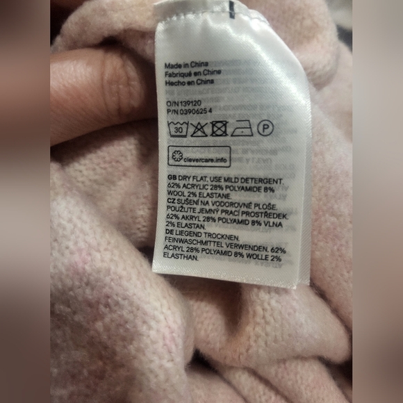 H&M - Womens, Pale Pink, Oversize Split Sides Wool Blend - Size S - Picture 3 of 4